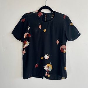 Madewell Silk Maison Button-Back Top in Painted Floral (size XS)